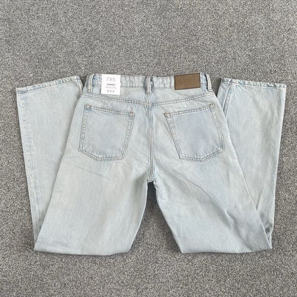 Zara Straight Leg Jeans Womens Mid-Rise Full Length Light Wash Size 30 New - Picture 1 of 12